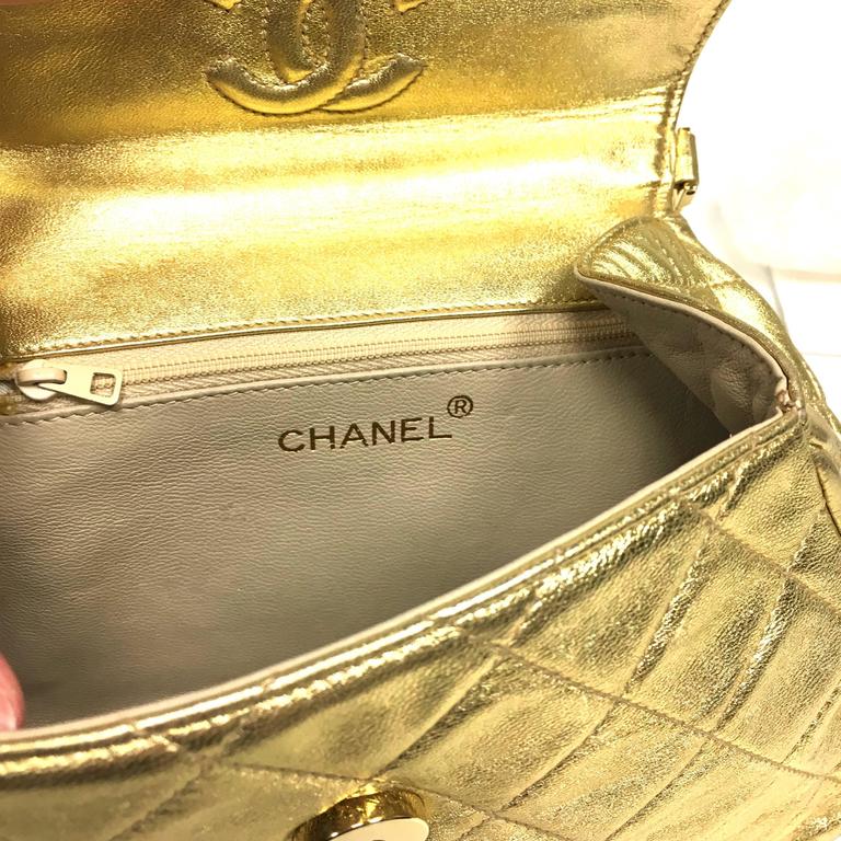 Chanel Rare Vintage Gold Quilted Leather Jewelry Style Multi Chain