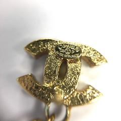 CHANEL 05P Gold Tone & Green Crystal Heart & Clover 'CC' Drop Earrings