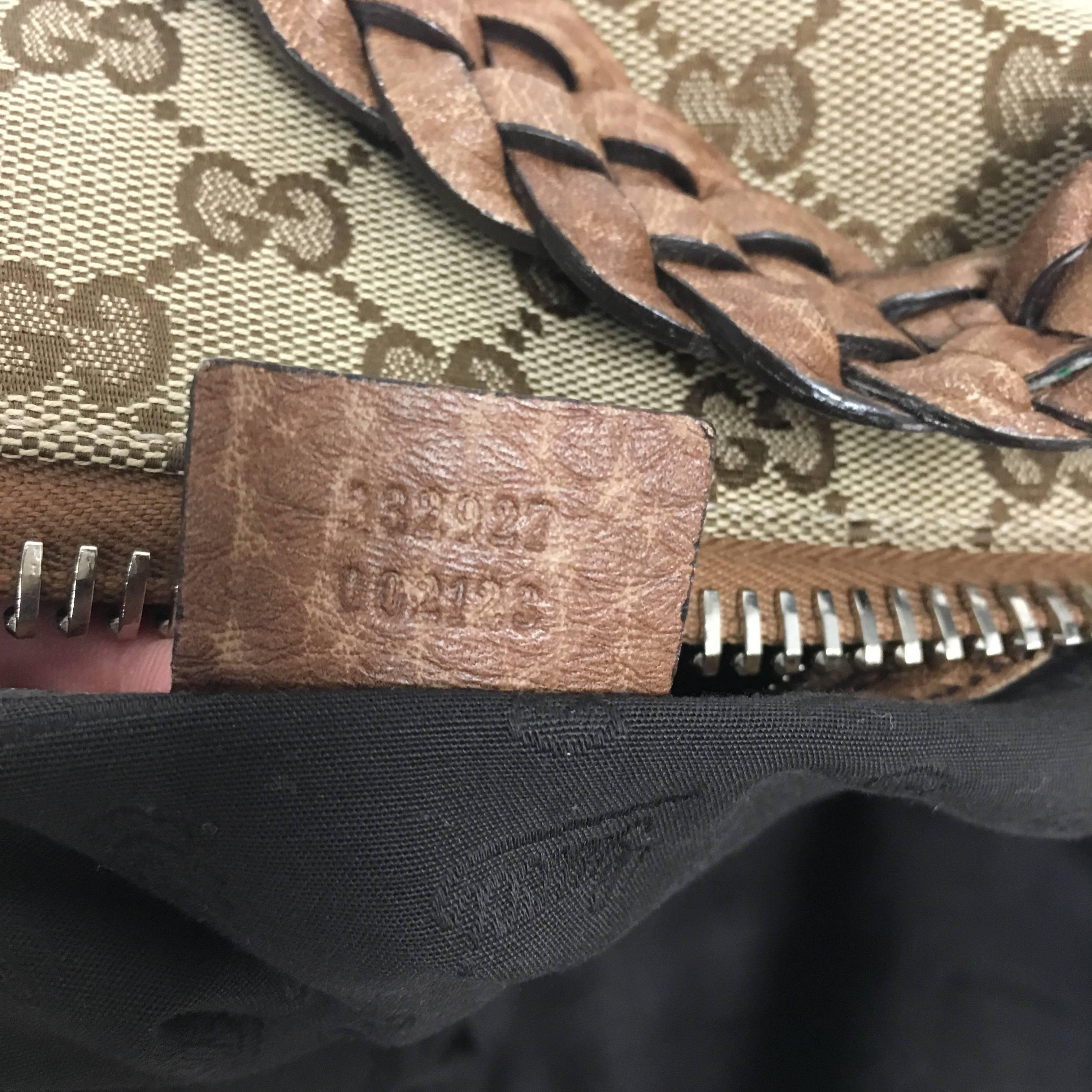 Gucci Beige GG Monogram Canvas Bamboo Bar Large Travel Tote 4