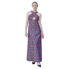 M. Blackwell - Robe en brocart rouge et violet des années 1960