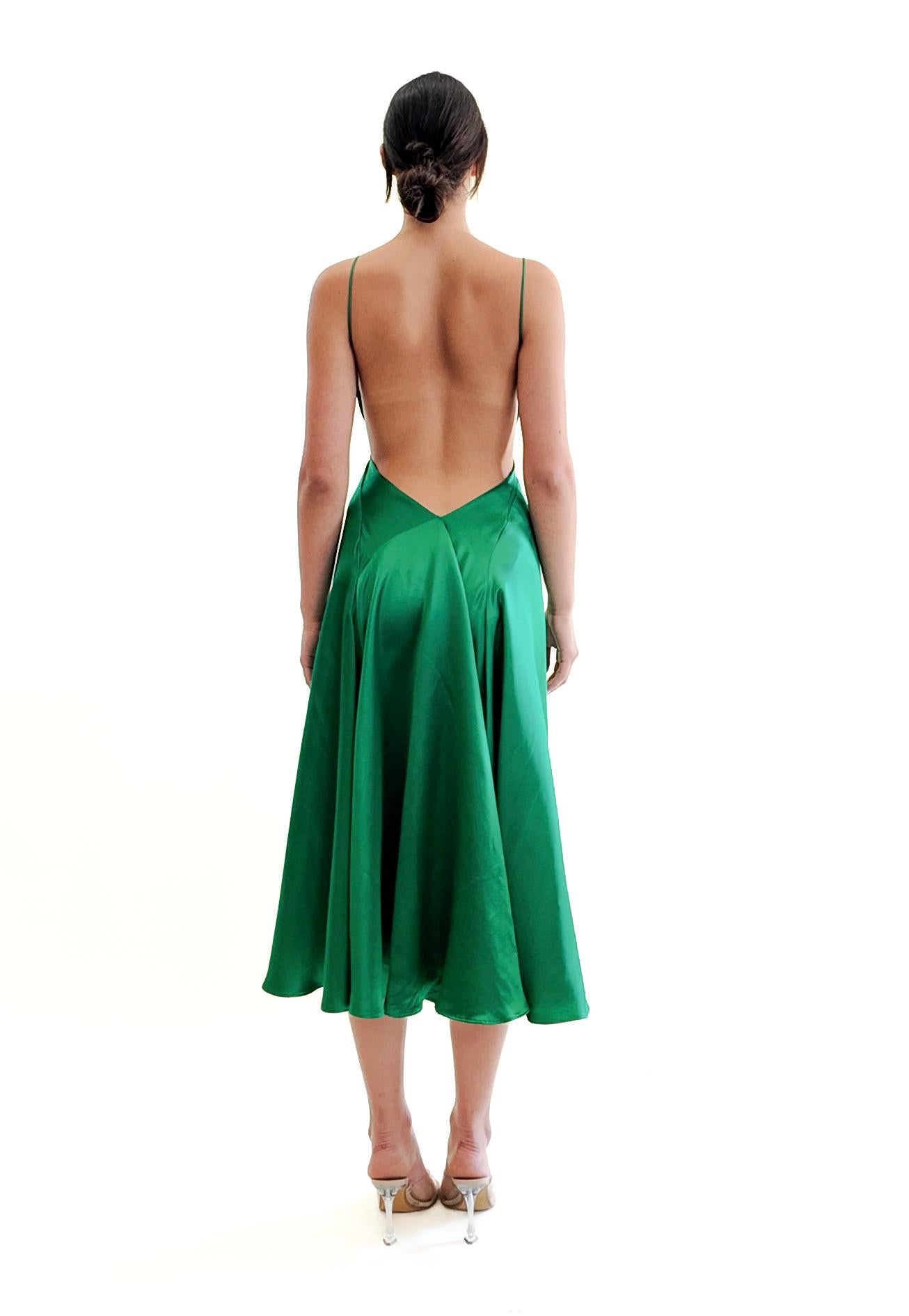 Dsquared2 F/W 2005 Smaragdgrünes Seidenkleid mit offenem Rücken im Zustand „Hervorragend“ im Angebot in Los Angeles, CA