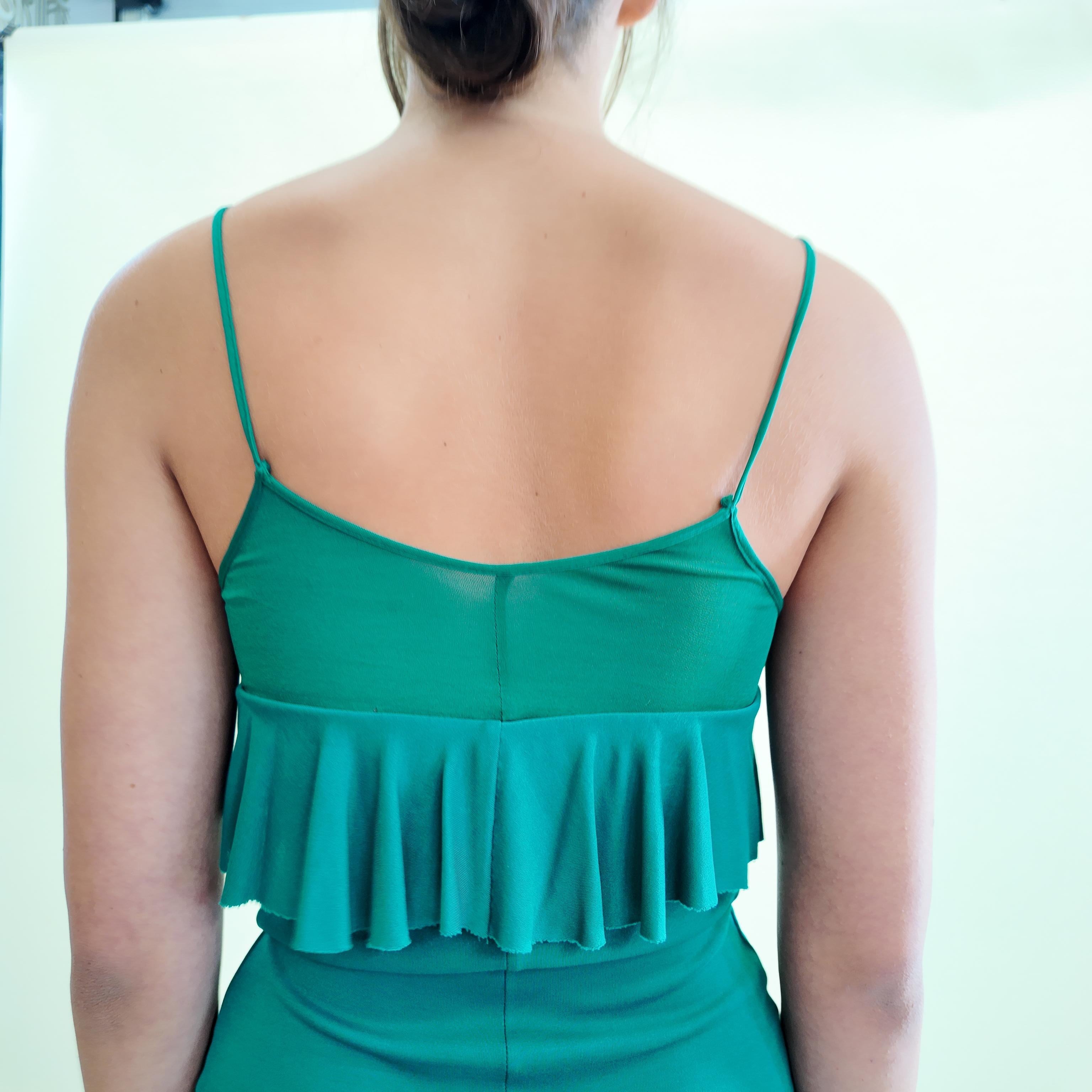 Tom Ford for YSL 2003 - Robe midi à volants - Turquoise en vente 4