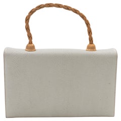 Mondaine White Lizard Handbag with Gold Handle