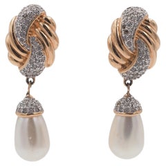 S.A.L.O Gold Knot Earring with Pearl Drop