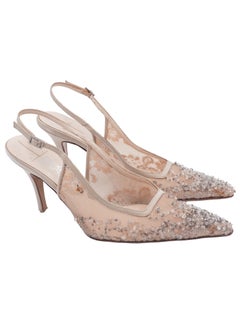 Badgley Mischka Nude Sequin Sling Back Heel