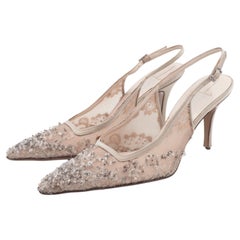 Badgley Mischka Nude Sequin Sling Back Heel