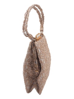 Borsa a mano Koret in broccato dorato con chiusura a perla