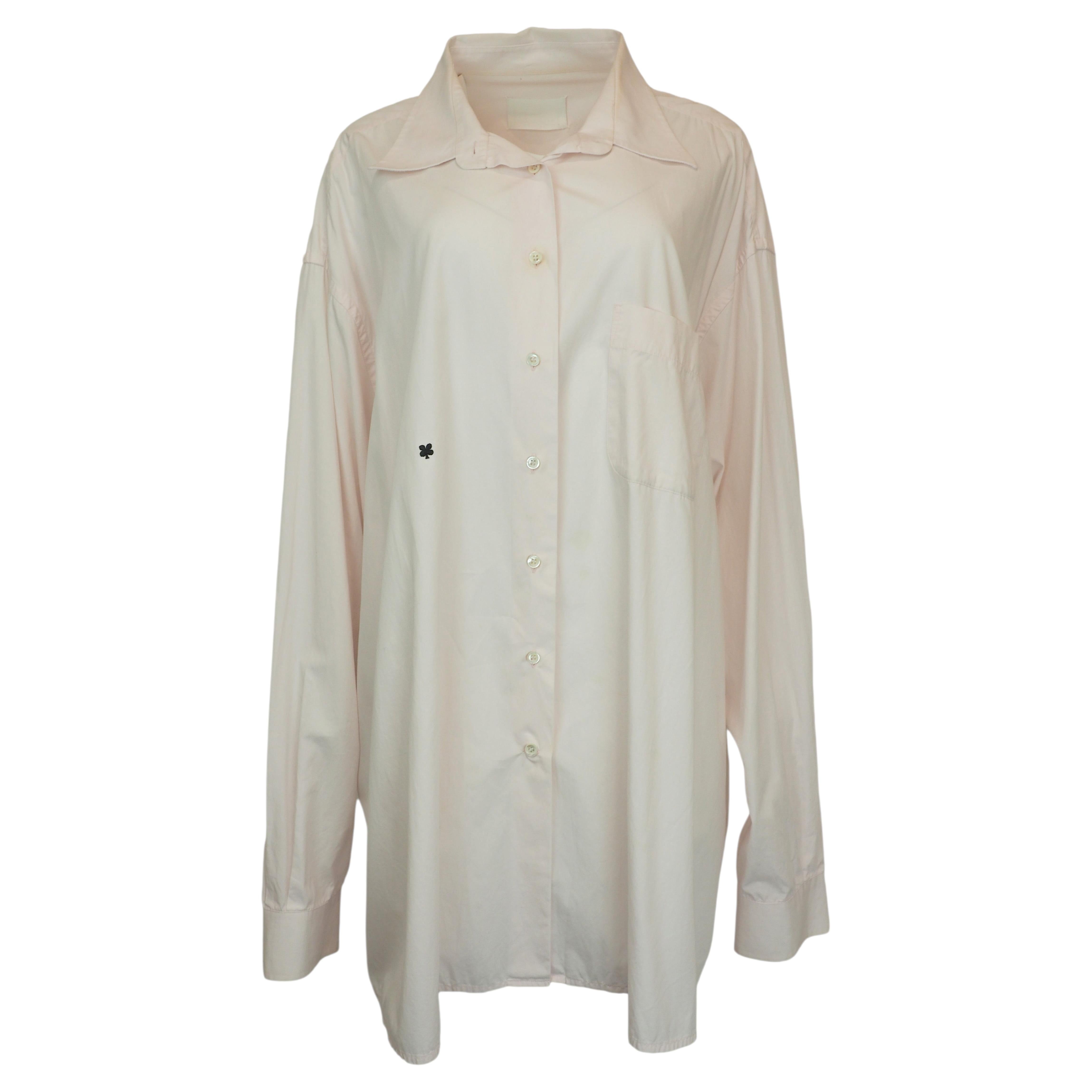 Maison Martin Margiela S/S 2001 Artisanal Pale Pink Cotton oversized shirt/dres