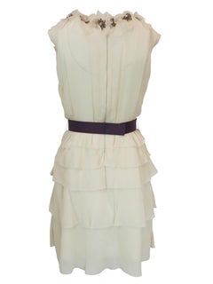 Chloe 2006 Silk Ruffled Dress with Floral Ornamentation