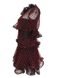 Arnold Scaasi Red/Black Tiered Dress