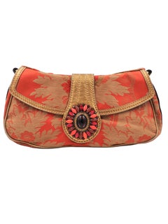 Etro Tapestry & Gold Leather Rhinestone Bag