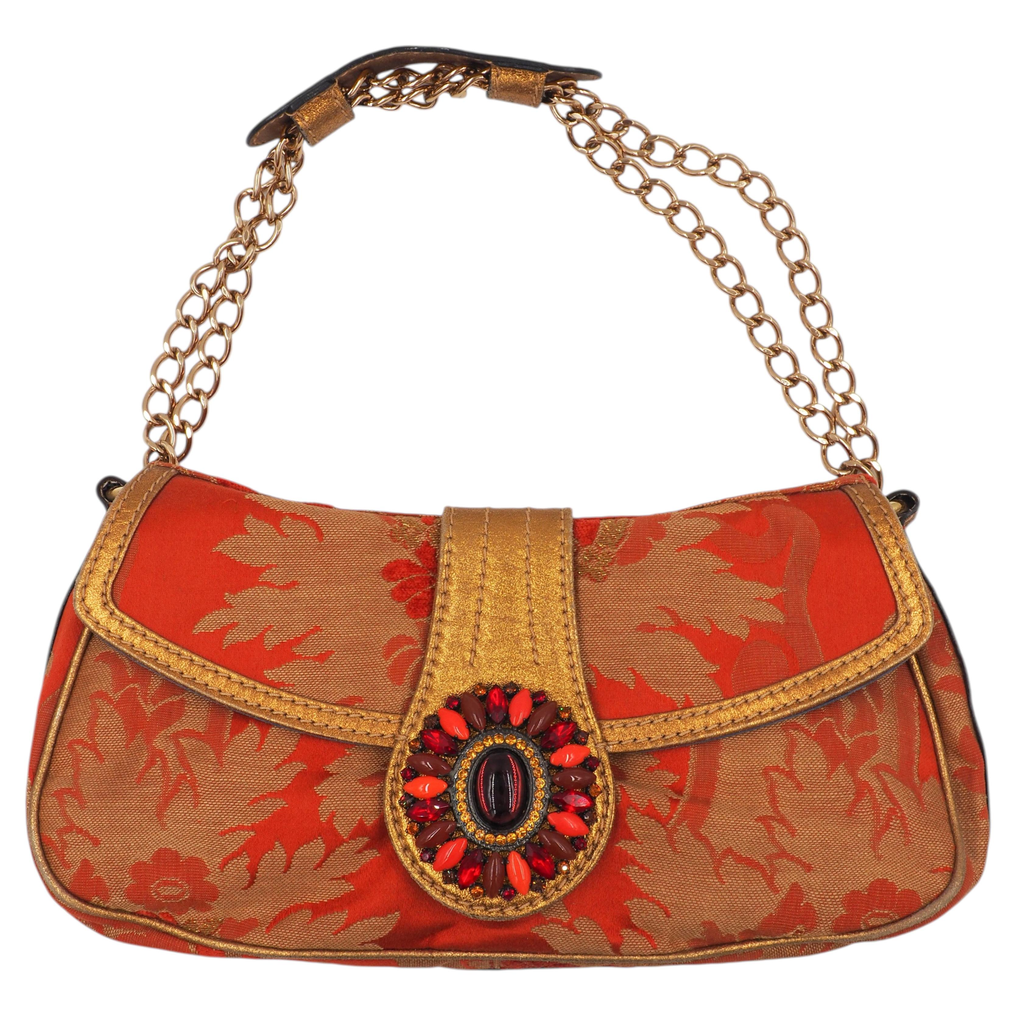 Sac Etro en tapisserie et cuir doré, orné de strass