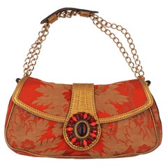 Etro Tapestry & Gold Leather Rhinestone Bag