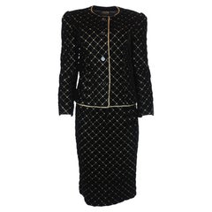Celine Quilted Velvet Skirt Suit
