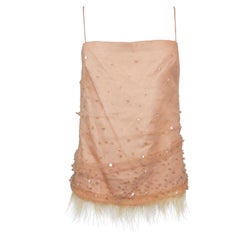 Donna Karan Pale Pink Tulle Bustier W Feathers
