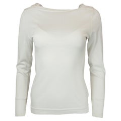Claude Montana White Knit W Fring Neck Trim