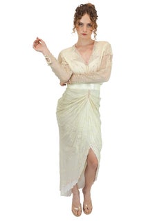 Zandra Rhodes White Handpainted Gown with Pink Beading