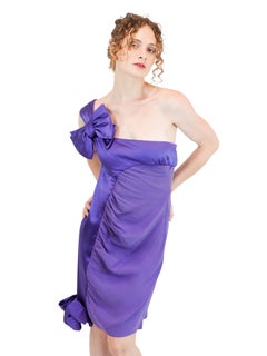 Valentino S/S 2008 Purple One shoulder W Bow Cocktail Dress