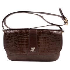 Courreges Brown Croc Style Purse