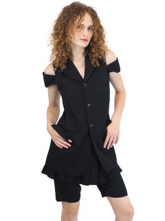 Comme Des Garçons Navy Wool Vest and Shorts Set