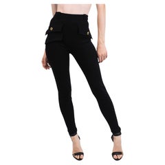 Gianni Versace Black Wool Pants W Medusa Buttons