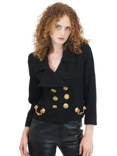 Todd Oldham F/W 1992 Black Wool Cropped Handle Bar Blazer