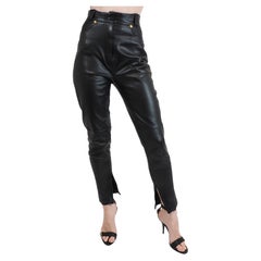 Black Leather Pants W Gold Studs