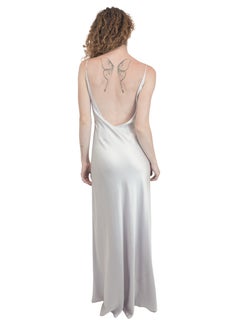 Jane Booke Gray Silk Slip Dress W Low Back