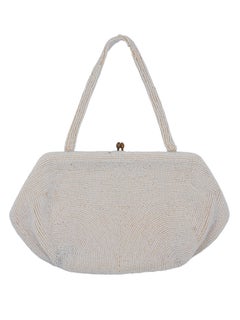 1940's White Beaded & Embroidered Purse