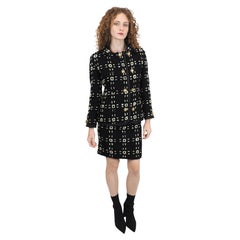 Gianni Versace Black W White Print Skirt Suit 1991