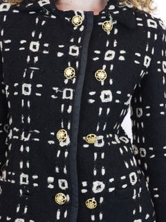 Gianni Versace Black W White Print Skirt Suit 1991