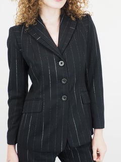 Moschino Bobbin Black W White Pinstripe Suit