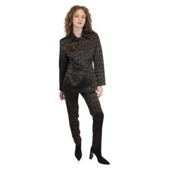 Mondi, schokoladenbrauner Jacquard-Hosenanzug, 3-teilig