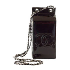 Limited Edition Black Patent Leather CHANEL Milk Carton Bottle Cross Body Bag