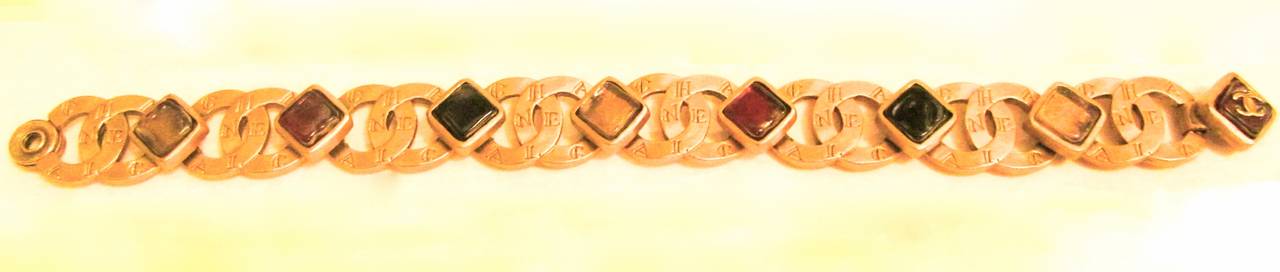 Vintage CHANEL Gold Toned  Gripoix Stones  Inlay - 1980's In Excellent Condition In Boca Raton, FL