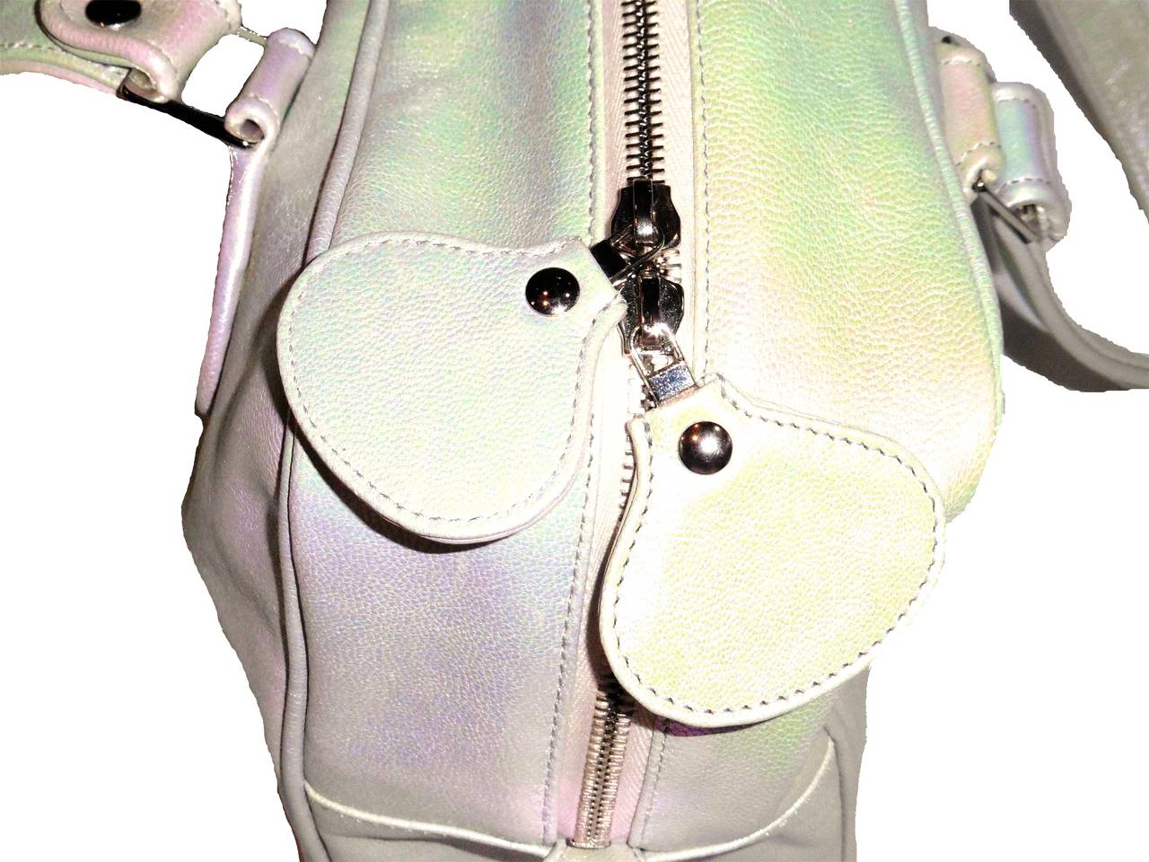Women's Courreges Iconic New Goat Skin Purse in Pearlescent Grey
