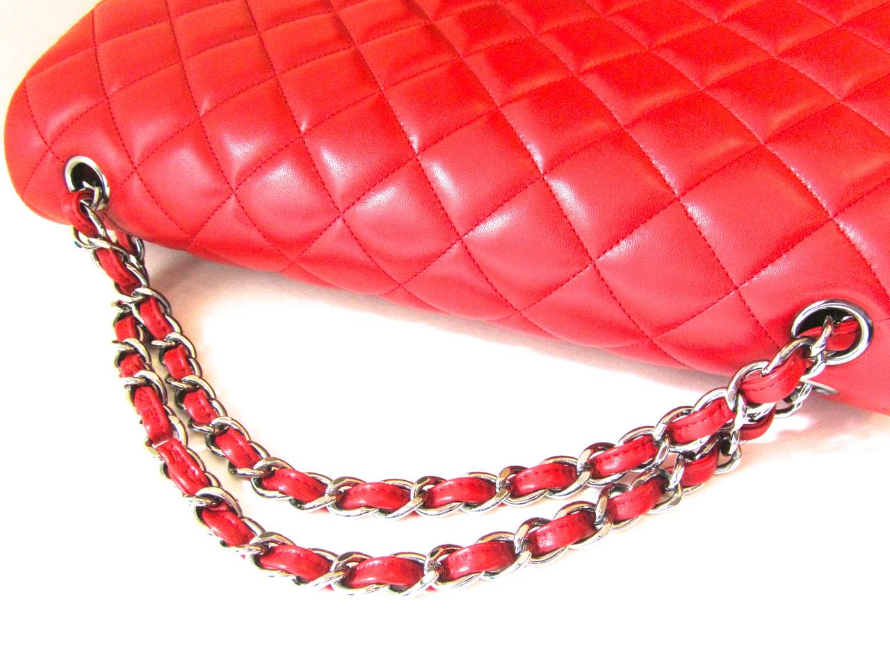 Women's New CHANEL Classic Double Flap Maxi Bag - Red