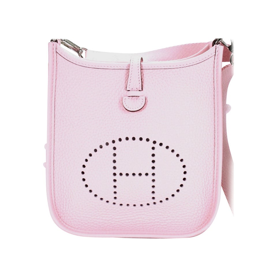 New HERMES Mini Evelyne Purse - 2015 - Sakura Rose at 1stdibs  