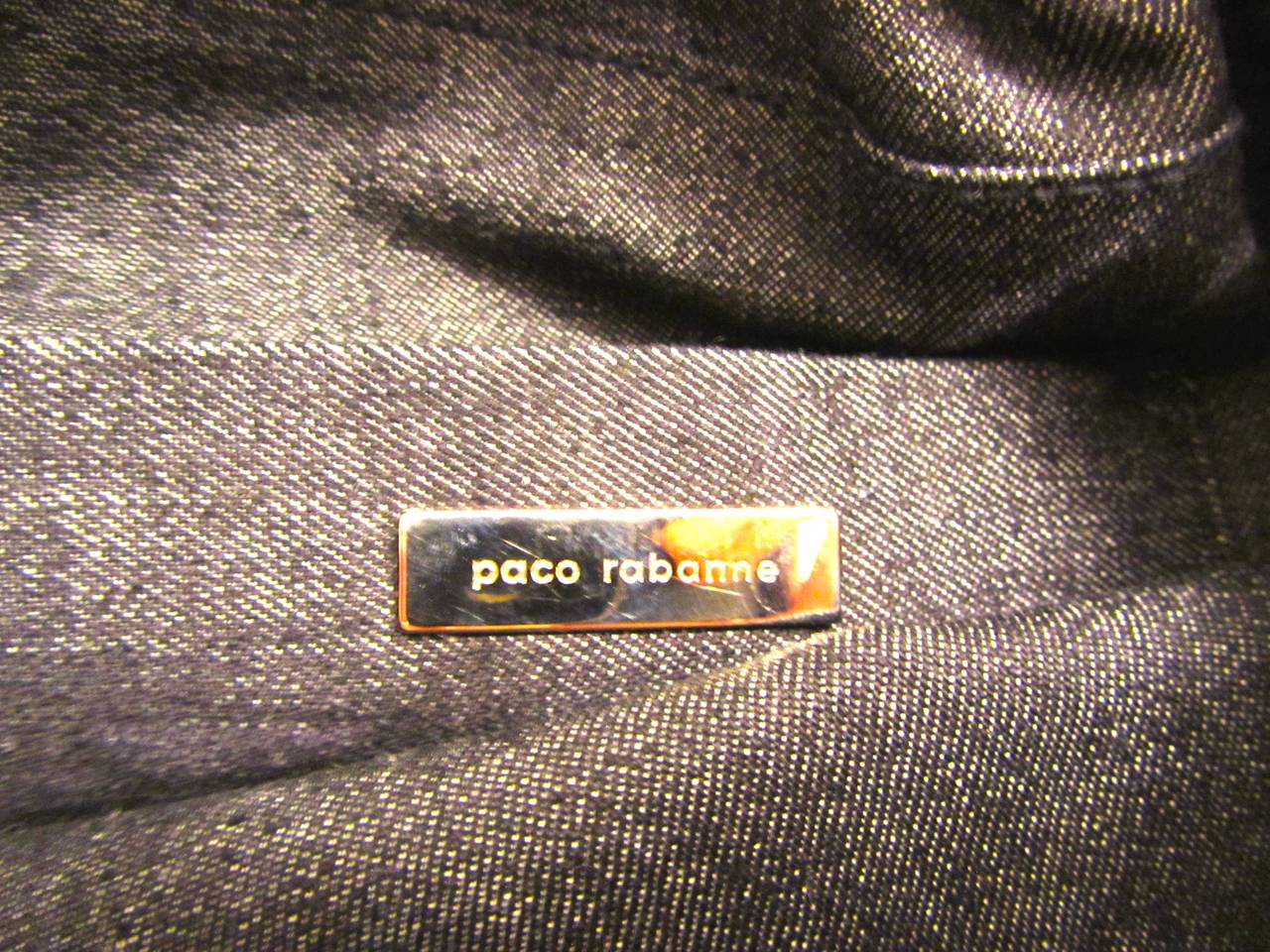 Black 1980s Paco Rabanne Denim and Clear Plastic Handbag - Drawstring Pouch For Sale