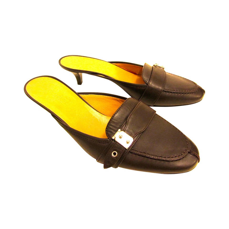 New HERMES Shoes - Kitten Heel - Mules - Brown - 37