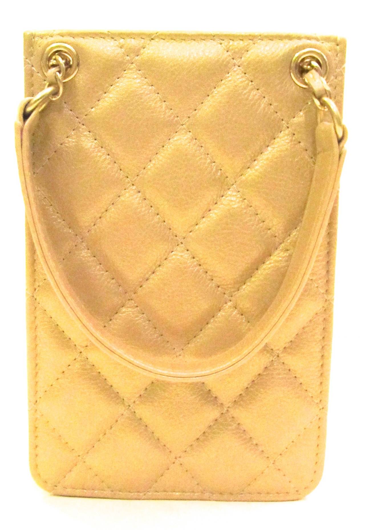 Chanel Purse - Cell Phone - WOC - Mademoiselle Chanel Gold Tone Logo In New Condition In Boca Raton, FL