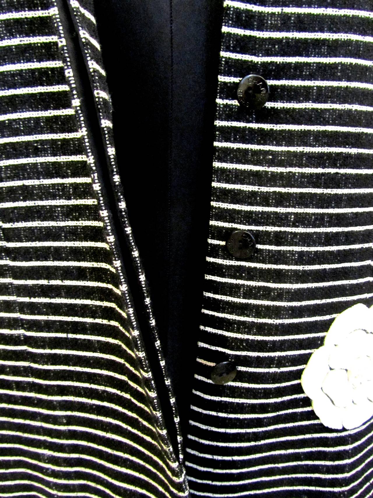 Women's Chanel Black and White Stripe Jacket - -  Camilla Applique