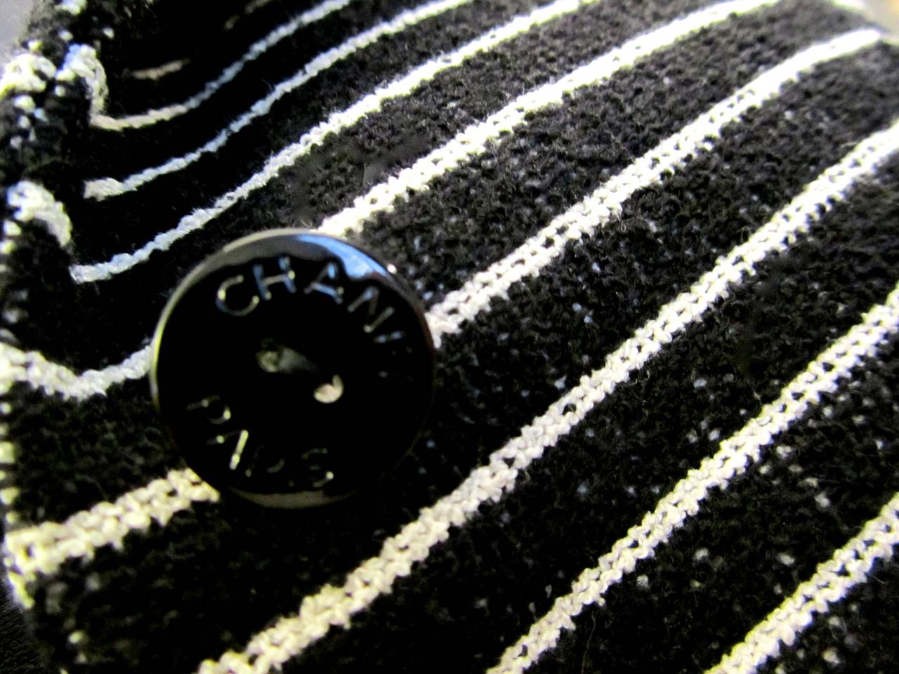 Chanel Black and White Stripe Jacket - -  Camilla Applique 2