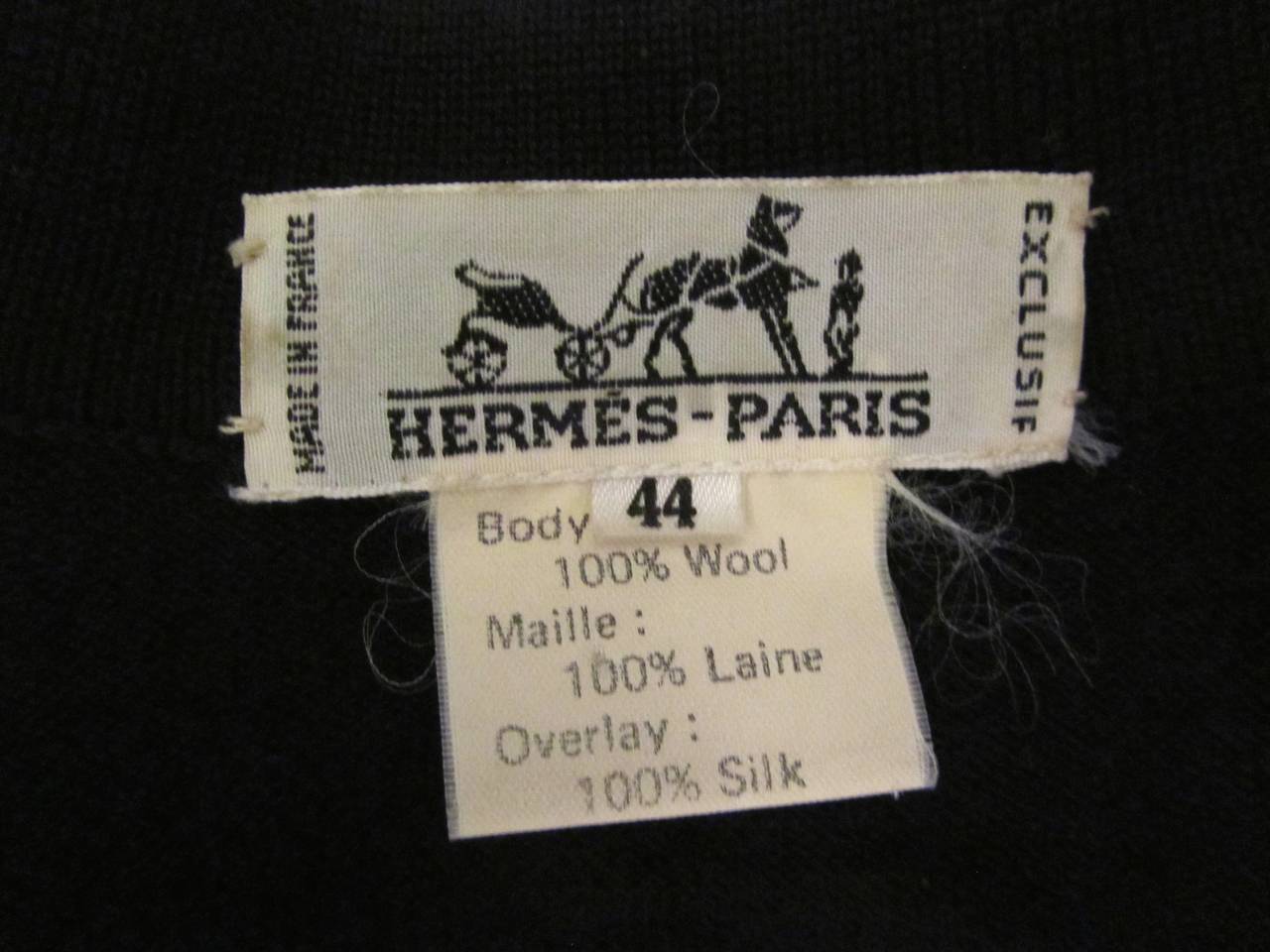 Hermes Silk Scarf / Cashmere Cardigan Sweater Black - Size 44 3