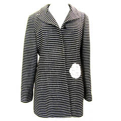 Chanel Black and White Stripe Jacket - -  Camilla Applique