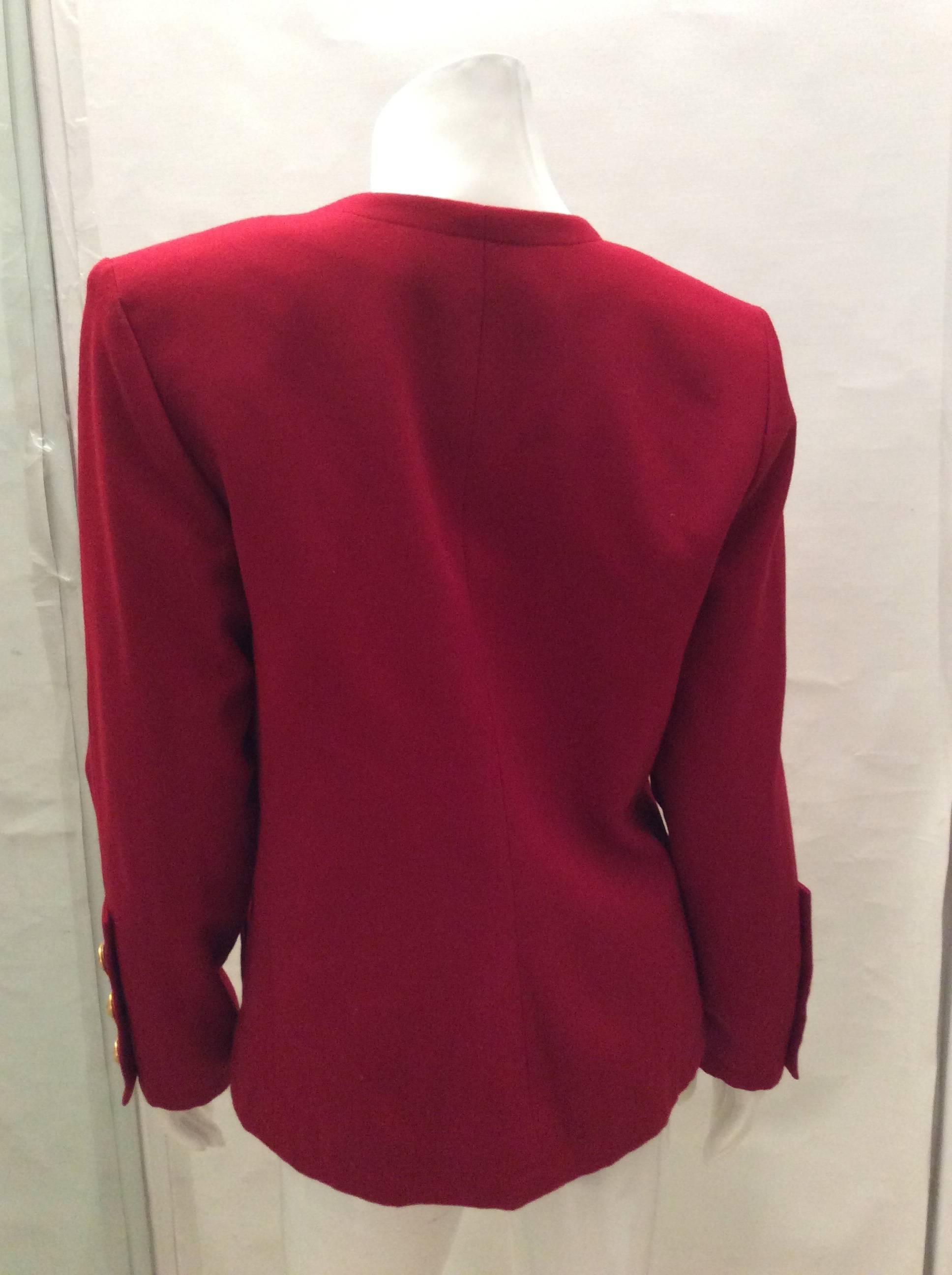 Yves Saint Laurent Red Blazer - Fab Buttons - 1980's For Sale 2