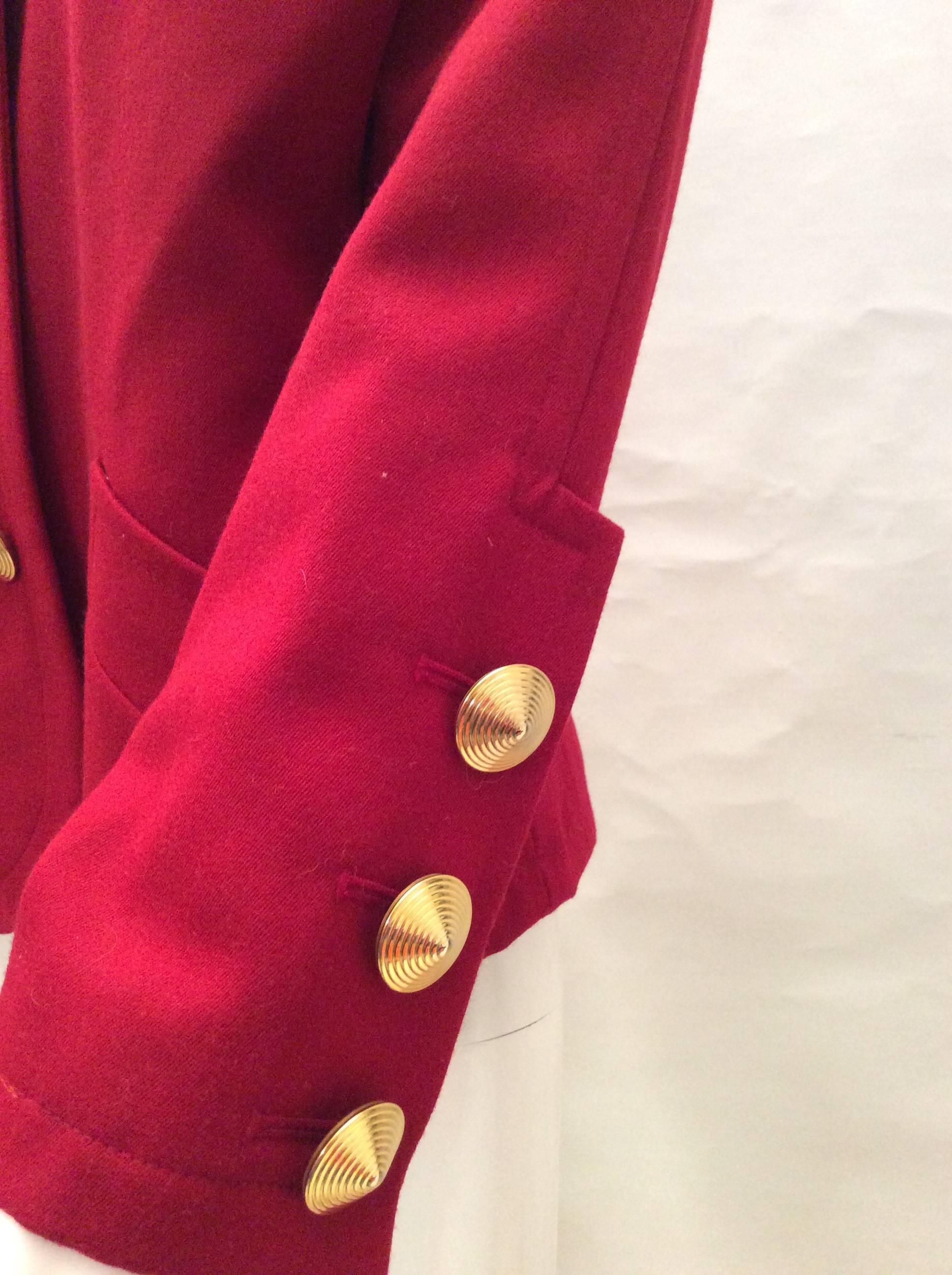 Yves Saint Laurent Red Blazer - Fab Buttons - 1980's For Sale 1