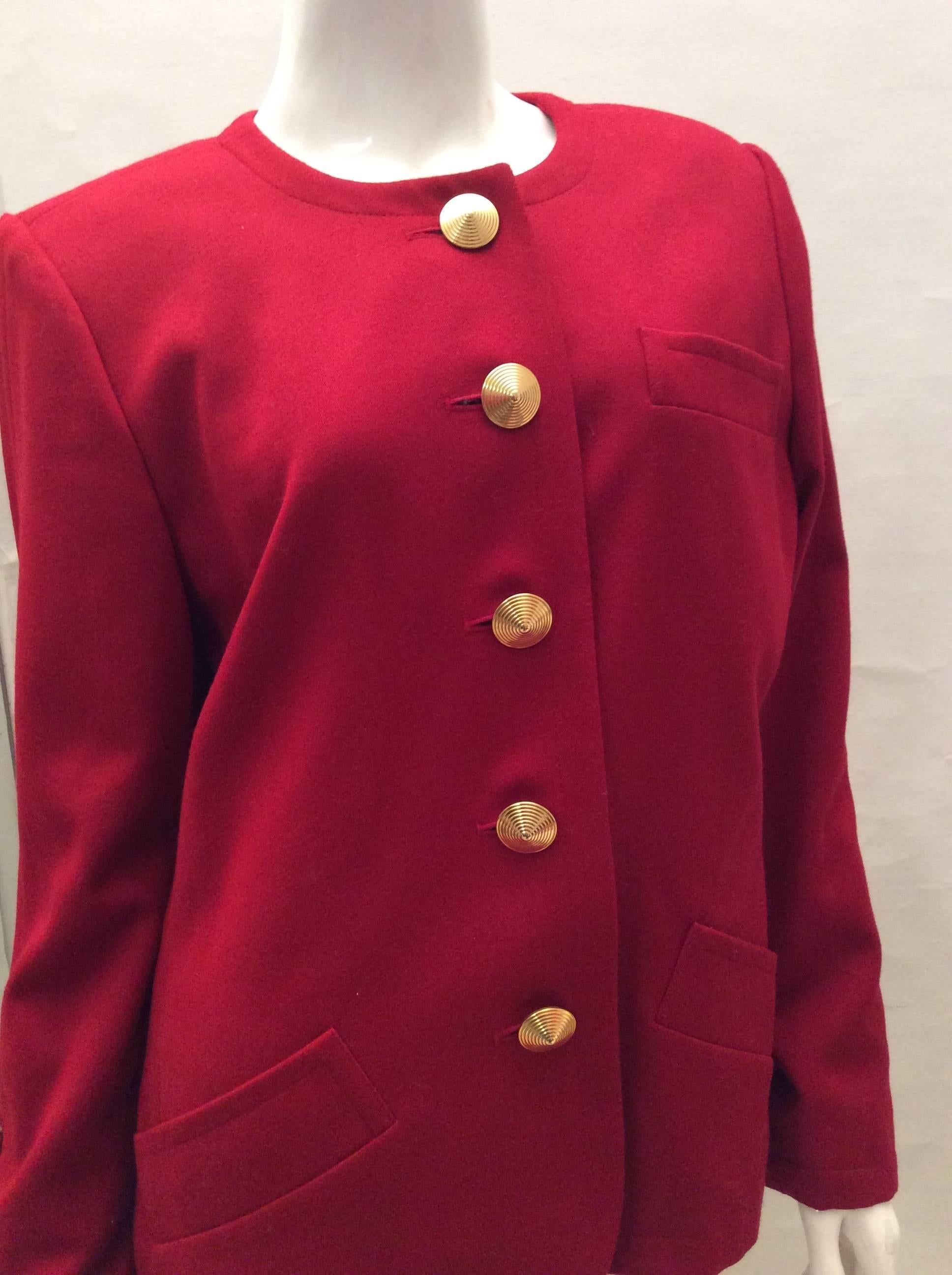 Women's Yves Saint Laurent Red Blazer - Fab Buttons - 1980's For Sale