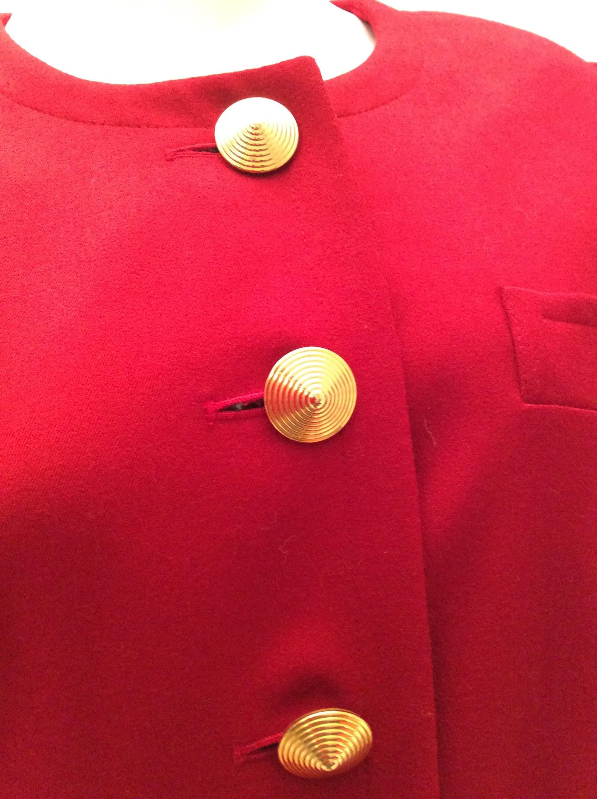Yves Saint Laurent Red Blazer - Fab Buttons - 1980's For Sale 4