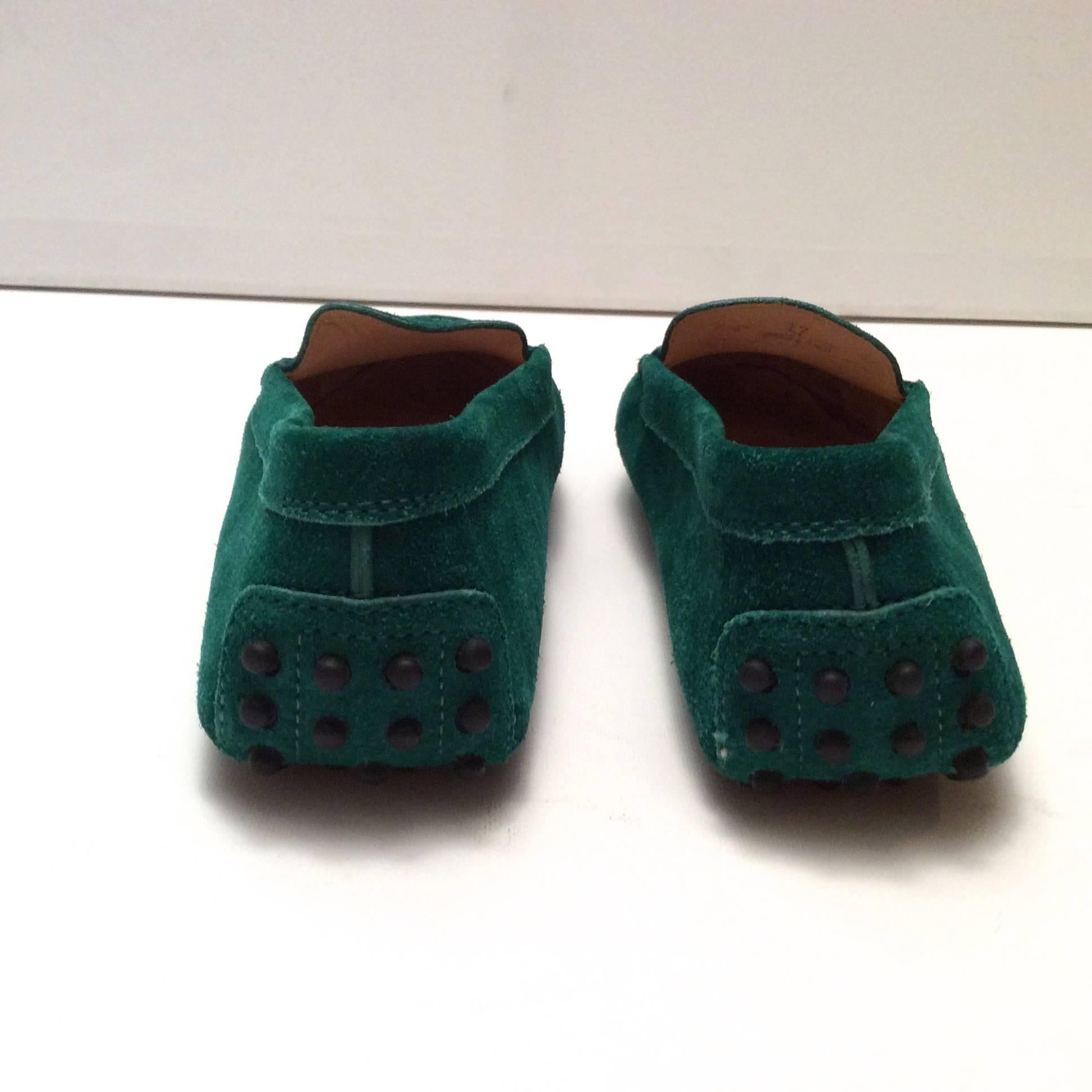 Blue Tod's Driving Loafers Green Suede - Size 37